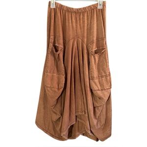 Tempo Paris Cotton Bubble Skirt S Brown Asymmetrical Lagenlook Boho Fairy Grunge